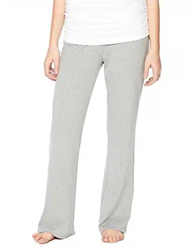 Motherhood Maternity Women's Maternity Side Ruched Waist Knit Pajama Pant, Grey, Large