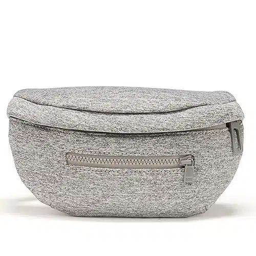 Pander Neoprene Fanny Pack Pockets Waist Bag for Men & Women Fashion Water Resistant Hip Bum Bag with Adjustable Belt for Running Travel Hiking Workout Sports (Heather Grey, One Size)