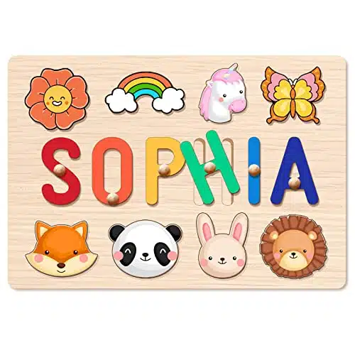 Baosity Name Puzzle for Kids Personalized, Custom Baby Gifts, st Birthday Gifts, Wooden Puzzles for Toddlers, Early Learning Toys for Baby Boy or Baby Girl