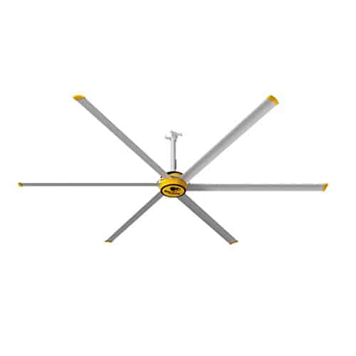 Big Ass Fans   E Series, Indoor CommercialResidential Ceiling Fan (Blades), Gearless Direct Drive Motor, Vph, SilverYellow, Variable Speed Wired Wall Controller (ft (E))