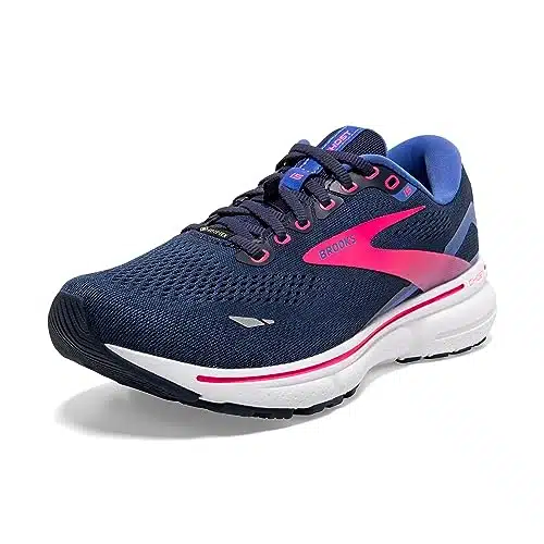 Brooks Women's Ghost GTX Waterproof Neutral Running Shoe   PeacoatBluePink   edium