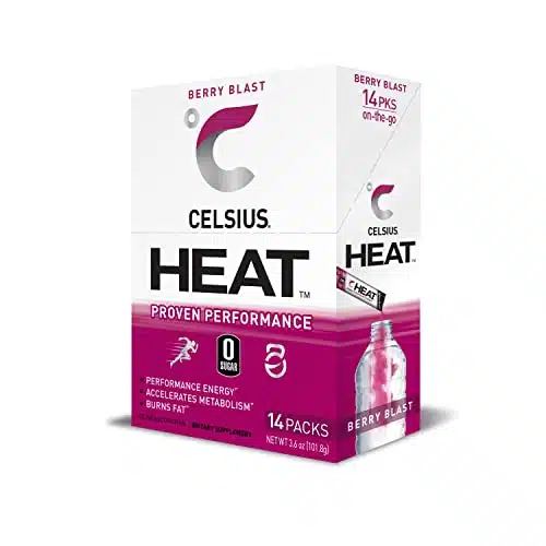 CELSIUS HEAT On the Go Performance Energy Powder Stick Packets, Berry Blast (Pack of )