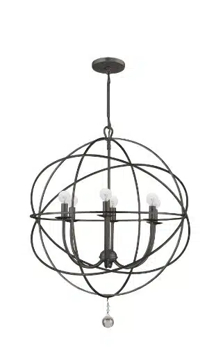 Crystorama Solaris Light Bronze Sphere Chandelier   Ceiling Light Fixture   Chandeliers for Hallway, Living Room, Foyer, Farmhouse   Indoor Modern Chandelier and Flush Mount Light Fixture