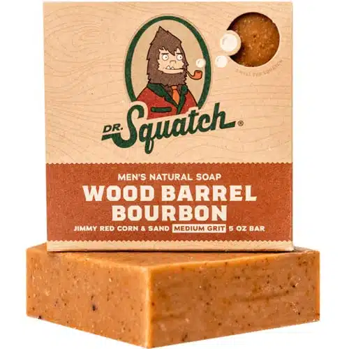 Dr. Squatch All Natural Bar Soap for Men with Medium Grit, Wood Barrel Bourbon Ounce (Pack of )