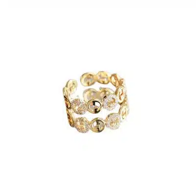 GUCCI Inspired G Ring Round band Elegan cz bling ornamental jewelry Gold plated continuous sparkle gemstone