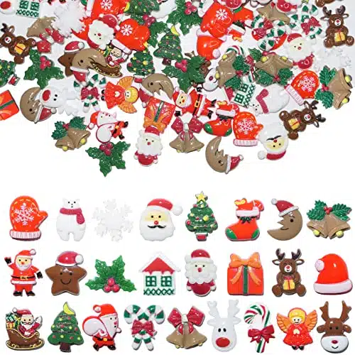 HADDIY Christmas Resin Charms for Crafts,Pcs Flatback Slime Charm Beads Miniature Ornaments for Christmas Embellishments,Craft Supplies and Mini Christmas Decorations