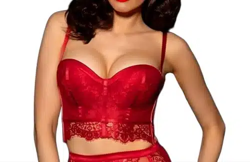 Honey Birdette Women's Maria Corset Push Up Bra, Red, D