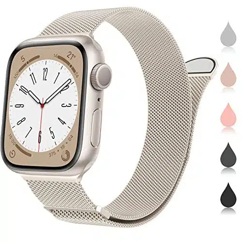 Marge Plus Compatible with Apple Watch Band Series , UltraUltra , SE, mm mm mm mm mm mm mm Women and Men, Stainless Steel Mesh Loop Magnetic Clasp Replacement for iWatch Bands (mmmmmm, A  Starlight).