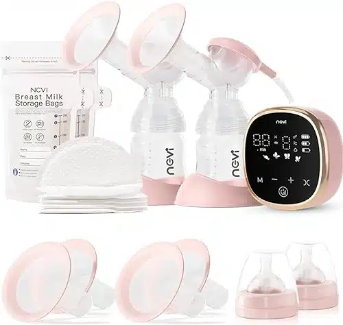 NCVI Double Electric Breast Pump , Portable Anti Backflow, with Size Flanges, odes & Levels, LED Display, Breastmilk Storage Bags, Ultra Quiet and Pain Free Breast Pumps