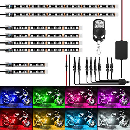 Nilight PCS Motorcycle RGB Led Light Kit Waterproof Multi Color Atmosphere Lights Lamp with Key RF Wireless Remote for Harley Davidson Honda Kawasaki Suzuki, Years Warranty (TL )