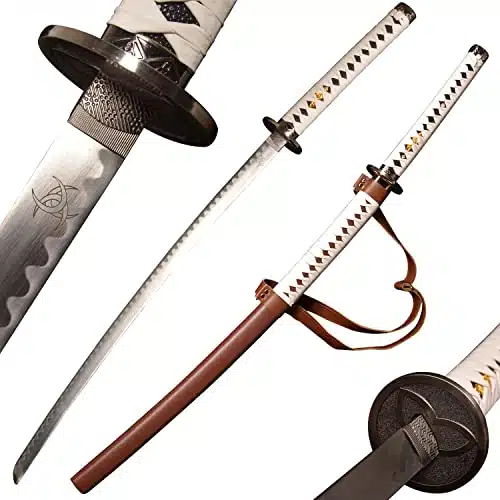 SV The Samurai Sword of The Walking Dead Michonne, Zombie Nihontou Katana Samurai Sword, Brown and White Double Color Matching inches