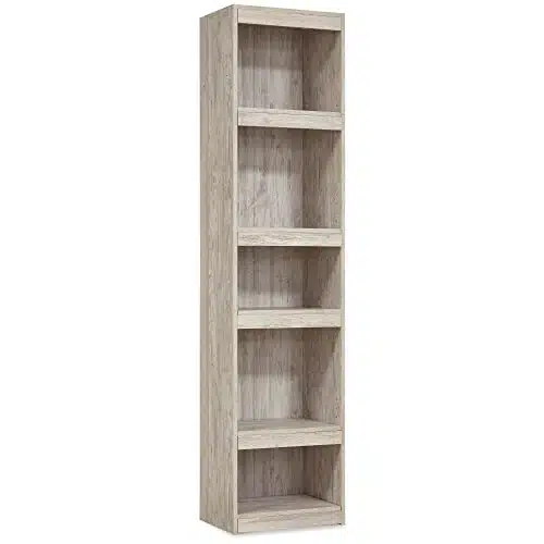 Signature Design by Ashley Willowton Coastal Entertainment Center Pier Bookcase with Adjustable Shelves, Whitewash