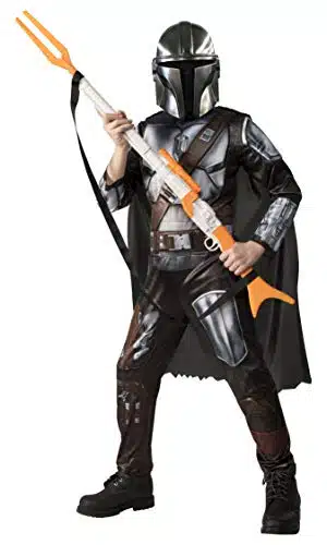 Star Wars The Mandalorian Kids Halloween Costume MEDIUM () JumpsuitCapeMaskHolographic Detail