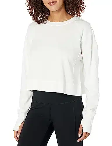 Sweaty Betty Womens After Class Crop Sweatshirt, Lily White, Large US