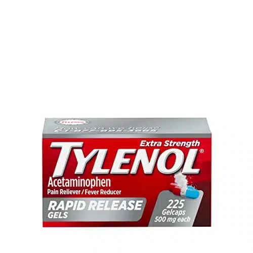 Tylenol Extra Strength Acetaminophen Rapid Release Gels, Pain Reliever & Fever Reducer Medicine, Gelcaps with Laser Drilled Holes, mg Acetaminophen, ct(Packaging May Vary)