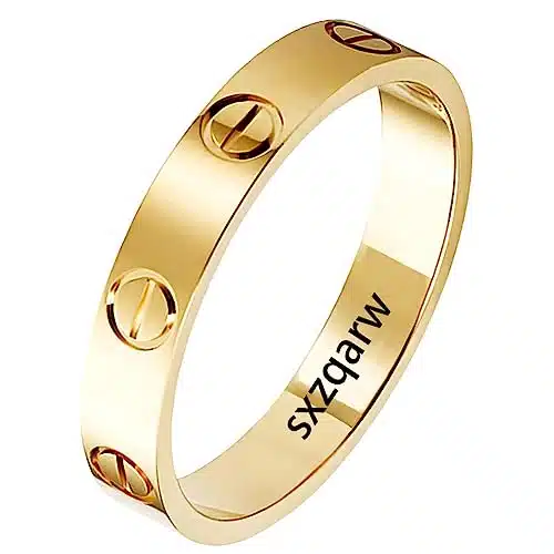 sxzqarw Love Rings with Screw Design, Band Rings Gold k Titanium Steel Wedding Jewelry Anniversary Birthday Gifts for Women Men Girls Boys (Gold, )