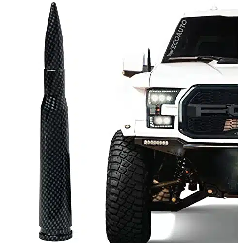 EcoAuto Bullet Antenna Replacement for Dodge Ram & Ford FFFSuper Duty Ford Raptor Bronco Trucks   Anti Theft Design   Radio Antenna for Truck   Current (Carbon Fiber)