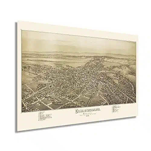 HISTORIX Vintage Chambersburg Pennsylvania Map   xInch Old Chambersburg PA Map Poster   History Map of Chambersburg Pennsylvania Wall Art