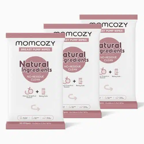 Momcozy Natural Breast Pump Wipes Count (Pack of ) for Parts Cleaning, Fast & Convenient Travel, No Milk Residue Water Wash