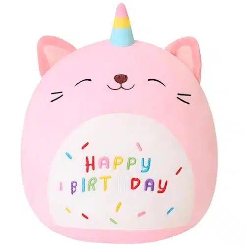 SQEQE Cat Plush Toy Unicorn Cat Stuffed Animal Cute Birthday Cat Plushies Pillow Soft Plushie Doll Gifts for Kid Decor(Pink Caticorn, inch)