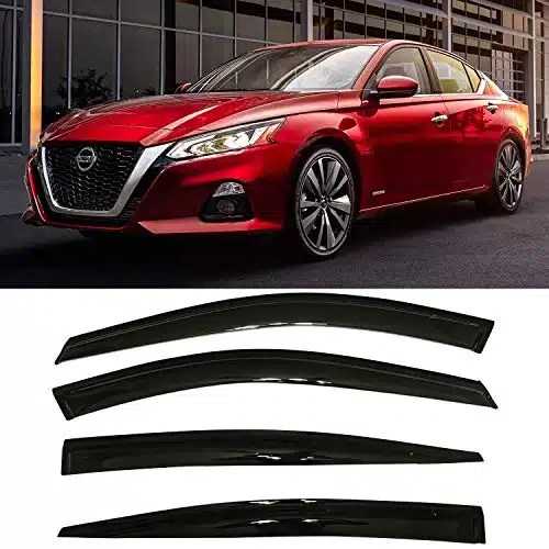 Tape On Side Window Visor Deflectors for Nissan Altima S SR SV SL LSmokeTinted Rain Guards