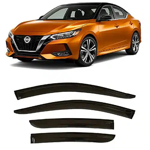 Tape On Side Window Visor Deflectors for Nissan Sentra S SV SR Dark Tinted Rain Guards