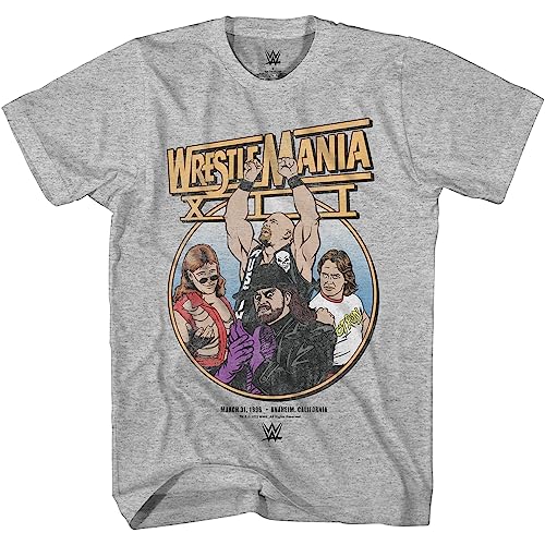 WWE Wrestlemania Retro Stone Cold Steve HBK Austin Piper Undertaker Wrestling Adult T Shirt(MD, Heather Grey)