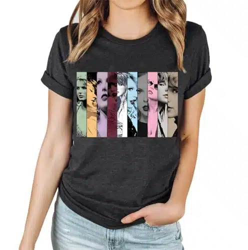 Women Taylors Swifts The Erass Tour Shirts Chic Tshirt Vintage Concert Tops Trendy MidnightÂ SwiftieÂ Fans Gift Tops(M,Dark Grey)