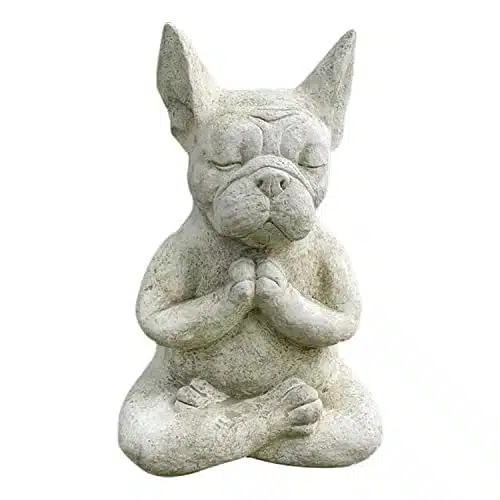 YWHWXB Meditating French Bulldog Figurine, Zen Yoga Dog Buddha Statue, Decorative Collectible for Home Garden Decoration