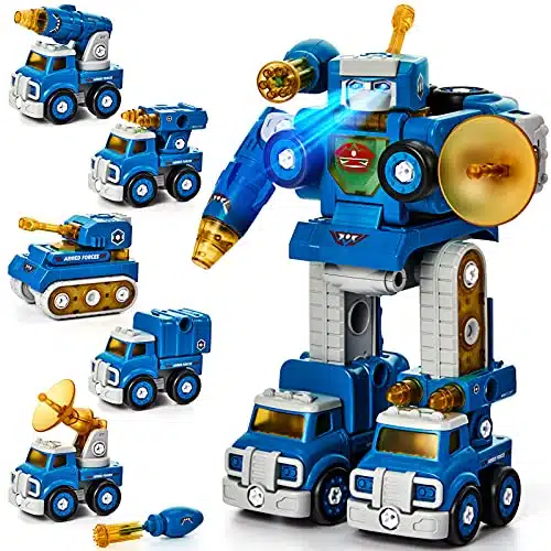 hahaland Year Old Boy Toys   inSTEM Toys for Boys , Take Apart Trucks Transform to Robot Boys Toys Age   Building Toys Gifts for Year Old Boy