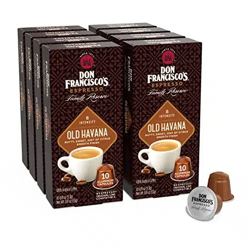 Don Francisco's Espresso Capsules, OId Havana, Intensity , Medium Roast   count   Recyclable Aluminum Single Serve Espresso Pods, Compatible with your Nespresso Original Line 