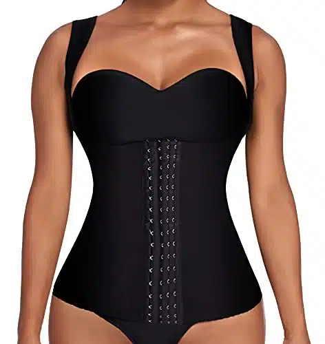 Ekouaer Women's Waist Trainer For Weight Loss Body Shaper Tummy Tuck Slimming Fajas (Black, XL)