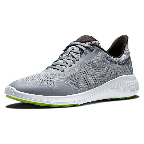 FootJoy Men's FJ Flex Golf Shoe, GreyWhiteLime,