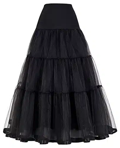 GRACE KARIN Plus Size Hoopless Bridal Tiered Crinoline Petticoat for Ball Gown (X,Black)