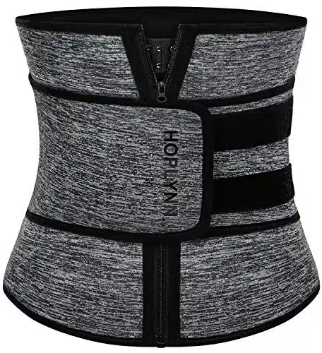 HOPLYNN Neoprene Sweat Waist Trainer Corset Trimmer Shaper Belt for Women, Workout Plus Size Waist Cincher Stomach Wraps Bands Medium Grey