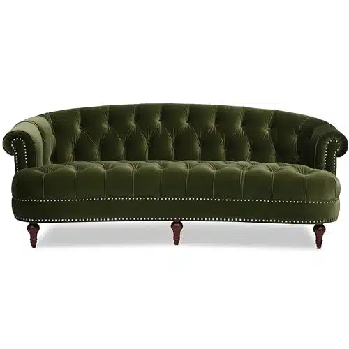 Jennifer Taylor Home La Rosa Victorian Chesterfield Tufted Sofa, Olive Green Performance Velvet