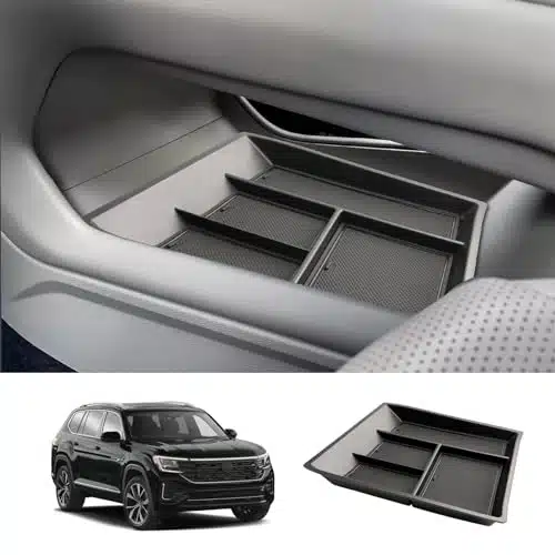 LUWU for Volkswagen Atlas Center Console Organizer VW Atlas SESEL Armrest Storage Box Armrest Organizer VW Atlas Console Organizer Tray Volkswagen Atlas Accessories (Black Trim)