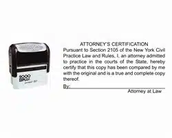 New York State Attorney Certification Stamp