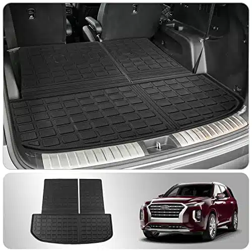 Thinzyou Cargo Mat Compatible with Hyundai Palisade Trunk Mat Cargo Liner Trunk Liner TPE All Weather Back Seat Cover Protector Palisade Accessories (Trunk Mat with Backrest M