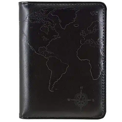 kandouren RFID Passport Holder Cover Case,Travel Accessories for Men & Boy,Passport Wallet(black world)