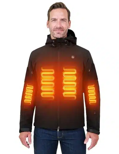 ANTARCTICA GEAR Heated Jacket for Men and Women, Winter Coat with V mAh Battery Pack, Soft Shell Heating Hood Jacket