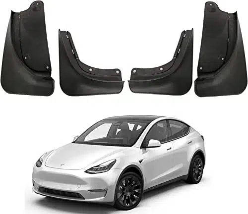 BASENOR Tesla Model Y Mud Flaps Splash Guards inter Vehicle Sediment Protection No Need to Drill Holes Vehicle Tire Protector Mudflaps All Weather Tesla Exterior Accessories (