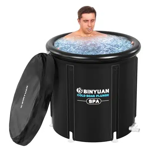 BINYUAN XL Ice Bath Tub for Athletes With Cover Gal Cold Plunge Tub for Recovery, Multiple Layered Portable Ice Bath Plunge Pool Suitable for Gardens, Gyms and Other Cold Wate