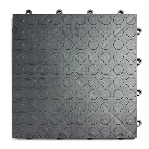 Big Floors GarageDeck Coin Pattern, Durable Copolymer Interlocking Modular Non Slip Garage Flooring Tile (Pack), Graphite