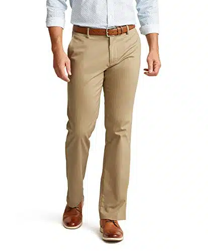 Dockers Men's Straight Fit Signature Lux Cotton Stretch Pant, New British Khaki,  x L