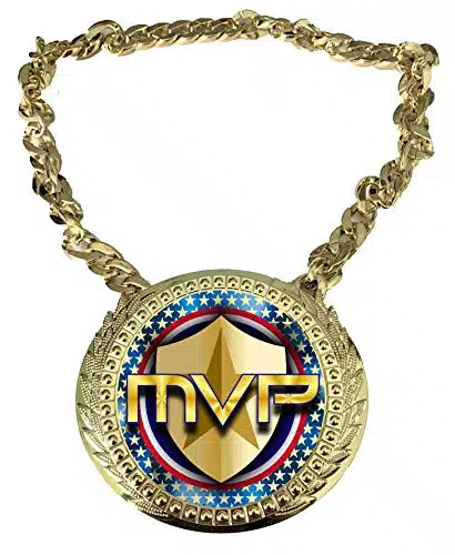 Express Medals MVP Most Valuable Player Champ Chain Trophy Award with a Center Plastic Plaque Plate Measuring by Inches and Includes a Inch Plastic Chain with Black Velvet Pre