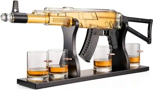 Gun Whiskey Decanter Set   Limited Edition, Silencer Stopper   ml & oz Bullet Glasses   Unique Gift   Drinking Party Accessory, Handmade Gun Liquor Decanter, Tik Tok Gun Decan