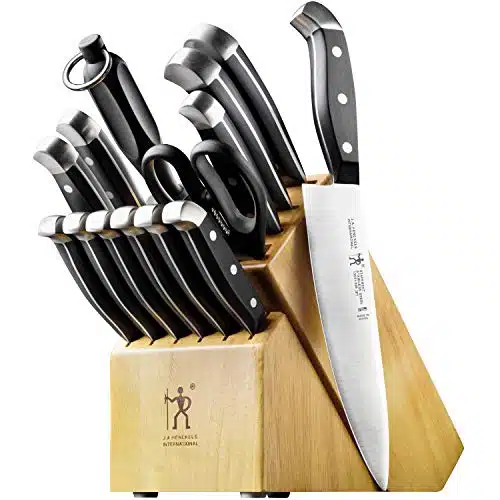 HENCKELS Premium Quality Piece Knife Set with Block, Razor Sharp, German Engineered Knife Informed by over Years of Masterful Knife Making, Lightweight and Strong, Dishwasher 