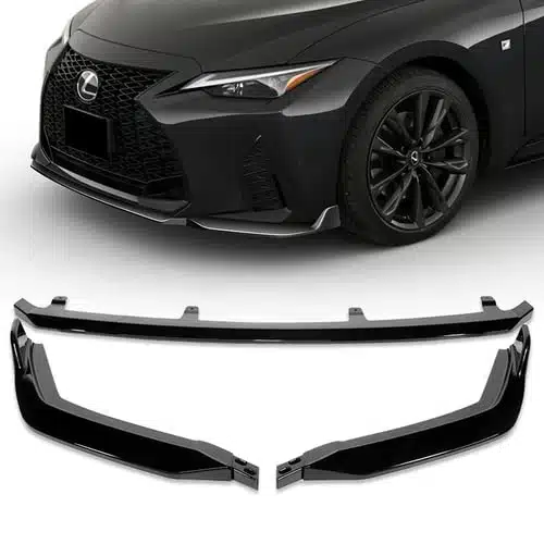 HKPieces ABS Front Bumper Lip Spoiler Splitter Side Body Kit Trim Protection Compatible with Lexus ISISF Sport Only, (Painted Black)