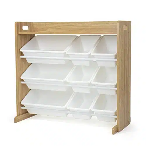 Humble Crew, Natural WoodWhite Toy Organizer with Shelf and Storage Bins